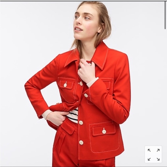 J Crew Tailored jacket with contrast stitch navy blue NWT - Picture 8 of 10